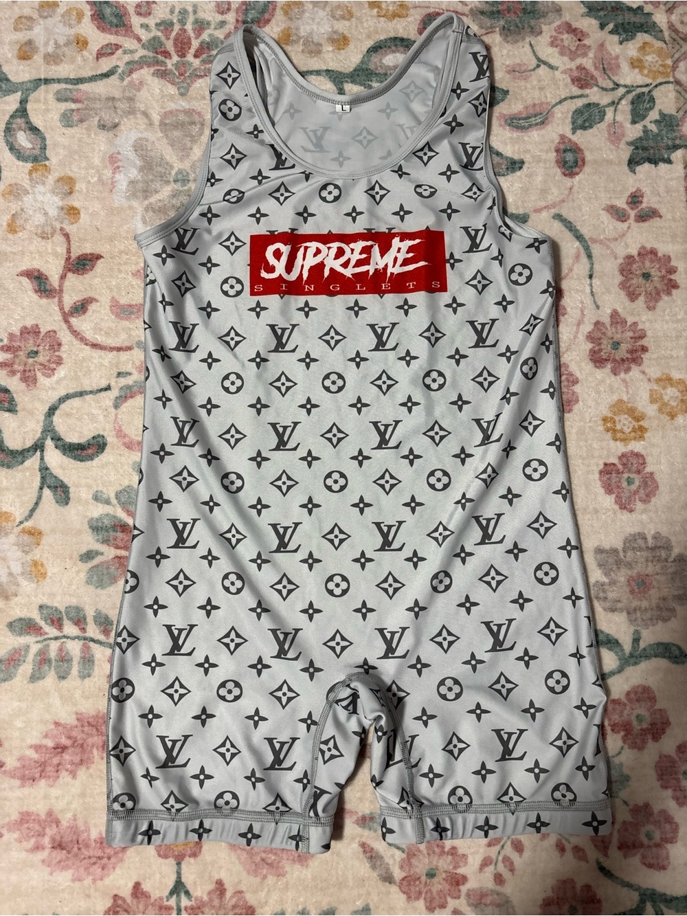 Supreme x LV Monogram Gray Singlet Romper